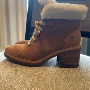 Timberland Women's Brown Heeled Boots with Shearling